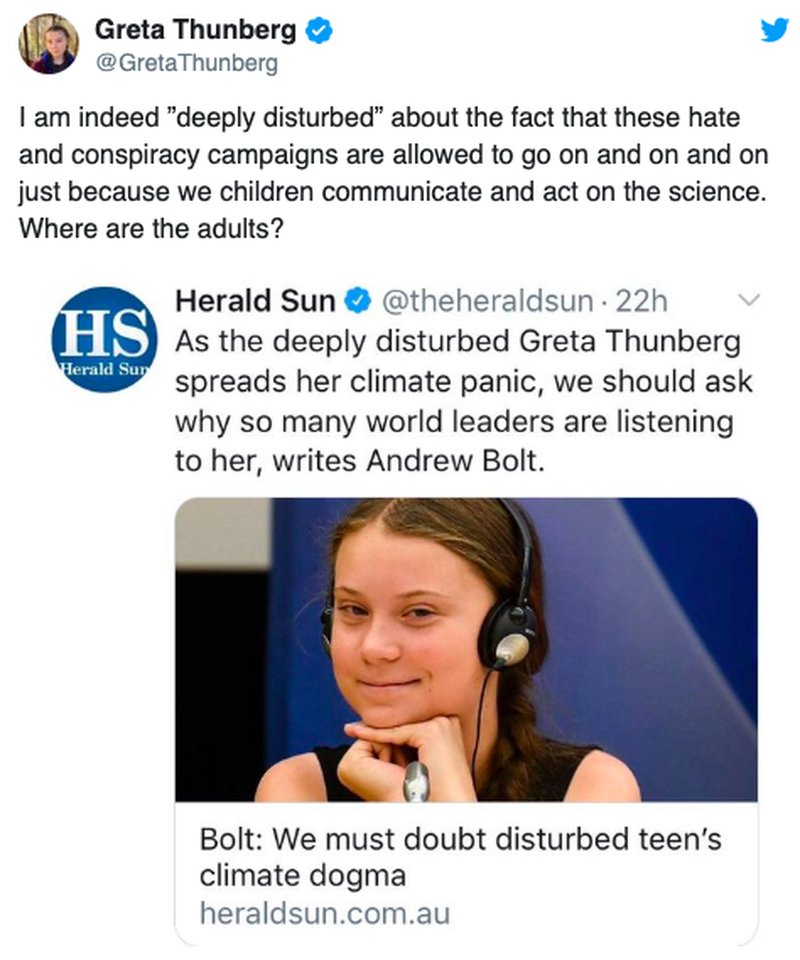 Greta Thunberg svarade Bolt via Twitter. Bildkälla: Twitter Greta Thunberg svarade Bolt via Twitter. Bildkälla: Twitter
